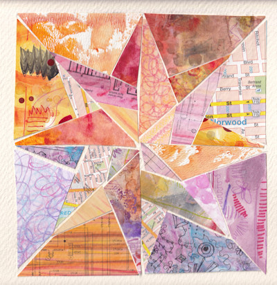 Quilt Patterns collage series based in classic quilt patterns using painted and recycled papers